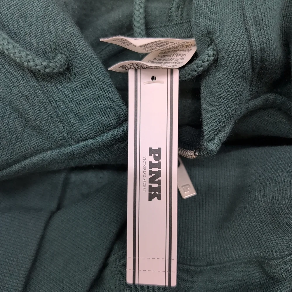 Victoria Secret PINK Campus Fleece Full Zip Hoodie XL Deep Forest - Picture 7 of 9
